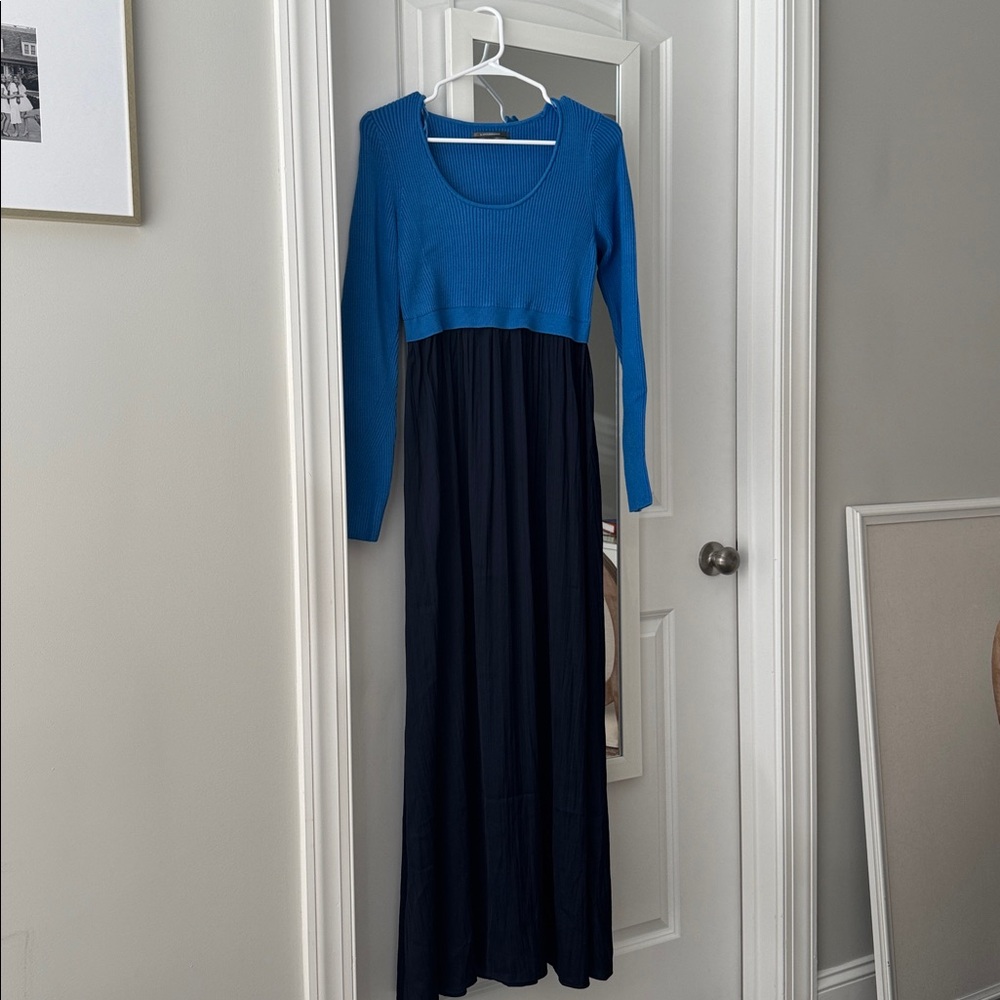 Anthropologie Blue and Black Long Sleeve Dress